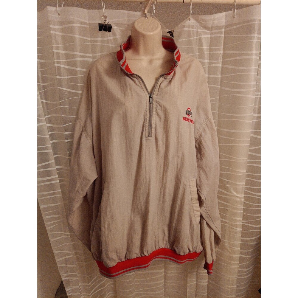 Ohio State scarlet and Gray quarter zip windbreaker jacket, XXL